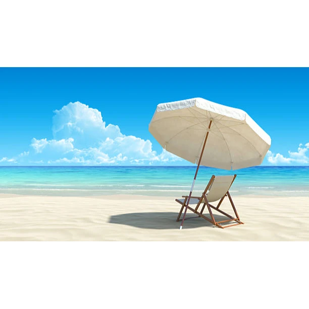 Beach chairs and umbrellas